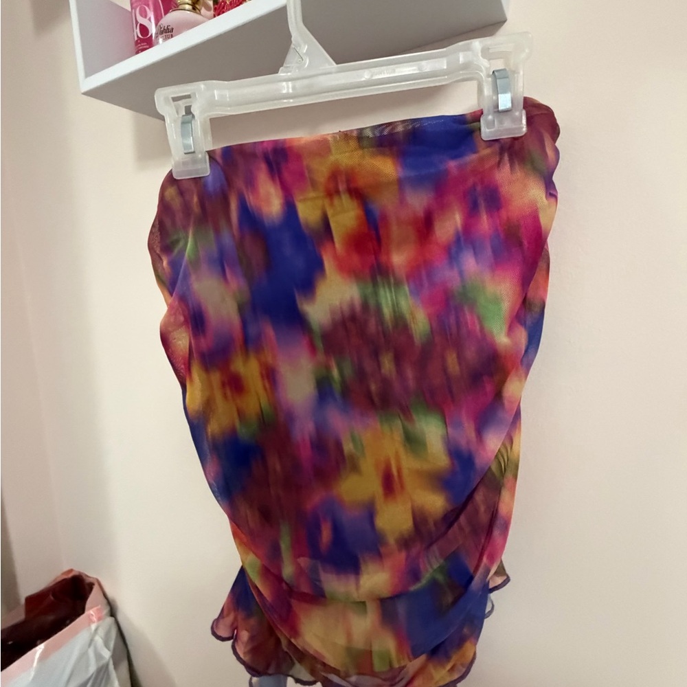 Vibrant Multicolor Tie-Dye Sheer Mini Skirt